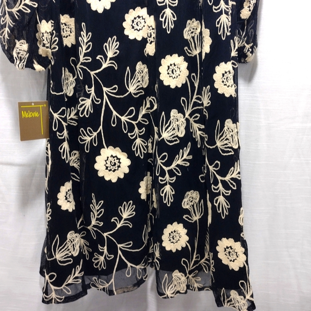 Melonie T Embroidered Floral Cold-Shoulder Sheer Mini Dress - Picture 9 of 16